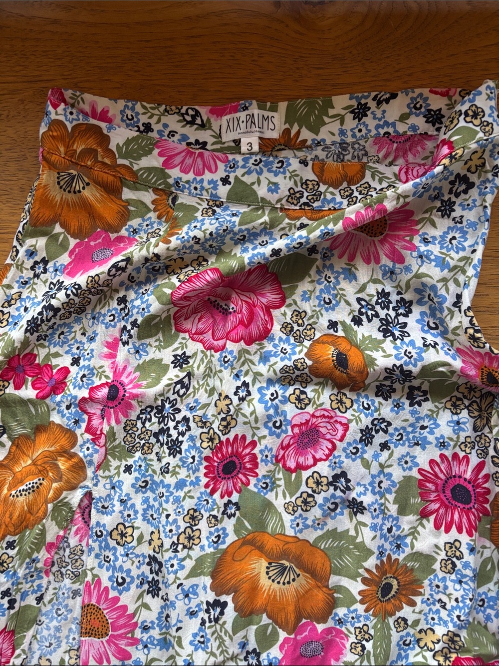 XIX PALMS Floral Skirt— Multicolor Pink & Orange Flowers